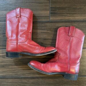 Justin Red Leather Cowboy Boots